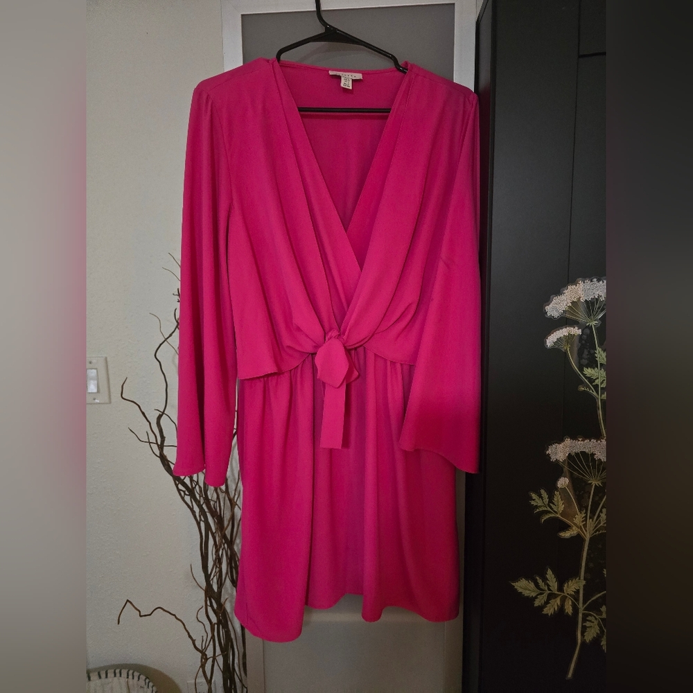 Top shop size 10 pink tie front dress